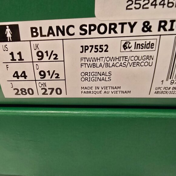 ADIDAS x Sporty & Rich Mens Size 10 US RARE Blanc Sneakers White & Green NEW - Picture 10 of 10